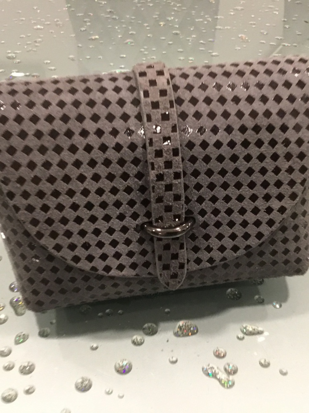 MARCUS FIRENZE genuine leather small crossbody bag, metal chain, made in Italy